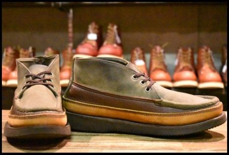 【9E 良品】RUSSELL MOCCASIN ラッセルモカシン スポーティングクレーチャッカ ダブルモカシン マルチ 3トーン 短靴 ブーツ HOPESMORE