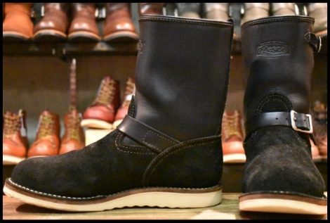 【10E 良品 14年】WESCO ウエスコ カスタムボス ブラック×ブラックラフアウト 黒スエード ビブラム1010 ブーツ BOSS HOPESMORE