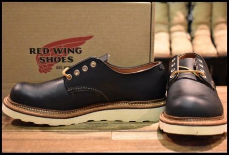 【7D 箱付 未使用 17年】レッドウィング 8002 オックスフォード 黒 ブラッククローム ローカット 短靴 ブーツ redwing HOPESMORE