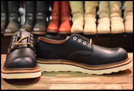 【7D 箱付 未使用 17年】レッドウィング 8002 オックスフォード 黒 ブラッククローム ローカット 短靴 ブーツ redwing HOPESMORE