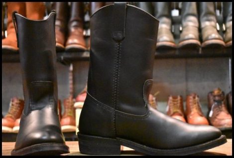 【9.5E 美品 07年】レッドウィング 8155 ペコス 黒 ブラッククローム ウエスタン プルオン ブーツ redwing pecos HOPESMORE