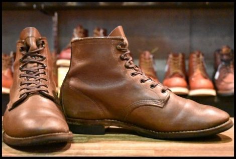 【9.5D 箱付 中古 17年】レッドウィング 9063 ベックマン チーク フェザーストーン 茶 フラットボックス ブーツ redwing HOPESMORE