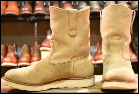 【7.5E 良品 羽タグ】レッドウィング 8168 スエード ペコス タン ラフアウト ベージュ クッションソール ブーツ redwing HOPESMORE
