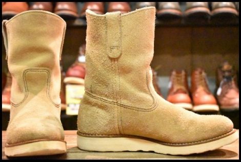 【7.5E 良品 羽タグ】レッドウィング 8168 スエード ペコス タン ラフアウト ベージュ クッションソール ブーツ redwing HOPESMORE
