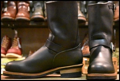 【9.5D 美品 PT99プリント 旧シルエット 04年】レッドウィング 2268 エンジニア 黒 ブラック スチールトゥ ブーツ redwing HOPESMORE