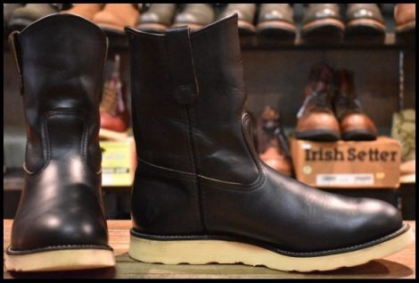 【8.5E 良品 羽タグ 98年】レッドウィング 8169 ペコス 黒 ブラッククローム プルオン ブーツ redwing pecos HOPESMORE