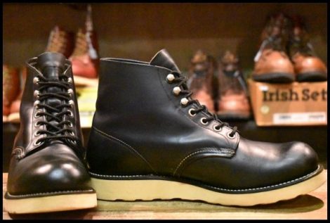 【8.5D 良品 羽タグ 00年】レッドウィング 8165 アイリッシュセッター 黒 ブラッククローム プレーントゥ ブーツ redwing HOPESMORE