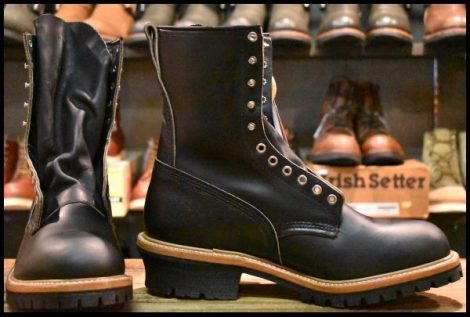 【13EE 箱付 DEAD PT91プリント】レッドウィング 2218 ロガー 黒 ブラッククローム スチールトゥ レースアップ ブーツ redwing HOPESMORE