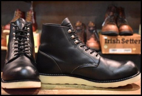 【9.5D 美品 犬タグ復刻 18年】レッドウィング 8165 アイリッシュセッター 黒 ブラッククローム プレーントゥ ブーツ redwing HOPESMORE