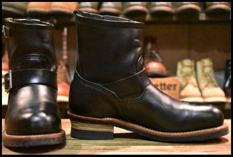 【8D 良品 11年】レッドウィング 2976 ショート エンジニア 黒 ブラッククローム スチールトゥ ブーツ redwing HOPESMORE