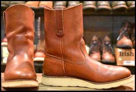【7.5E 良品 緑犬タグ 95年】レッドウィング 866 ペコス 赤茶 オロラセット プルオン ブーツ redwing pecos HOPESMORE