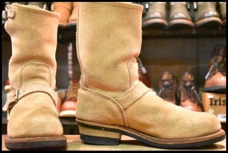 【7.5D 良品 PT91刺繍】レッドウィング 8268 スエード エンジニア ブーツ タン ラフアウト スチールトゥ redwing HOPESMORE