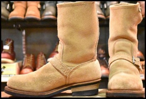 【7.5D 良品 PT91刺繍】レッドウィング 8268 スエード エンジニア ブーツ タン ラフアウト スチールトゥ redwing HOPESMORE