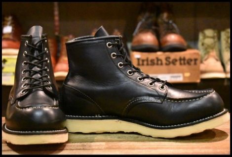 【9D 良品 06年】レッドウィング 8130 アイリッシュセッター 黒 ブラッククローム モックトゥ 編み上げ 8179 ブーツ redwing HOPESMORE