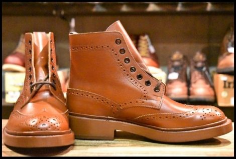 【UK5.5 箱付 未使用】Tricker’s トリッカーズ S63411STOW カントリーブーツ マロンアンティーク ウイングチップ モールトン HOPESMORE