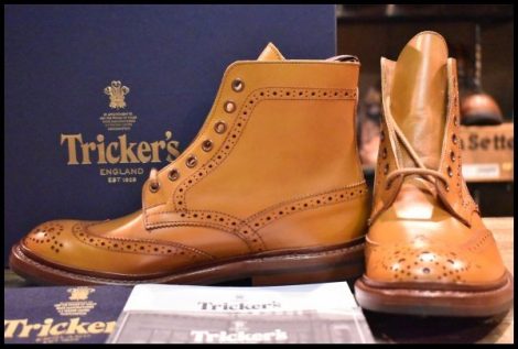 【UK5.5 箱付 未使用】Tricker’s トリッカーズ S634124STOW カントリーブーツ エイコンアンティーク ウイングチップ モールトン HOPESMORE