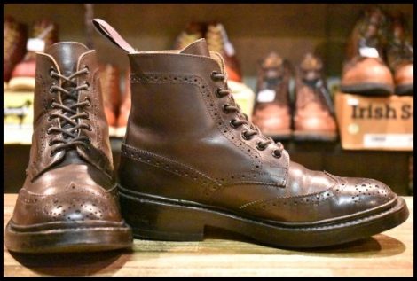 【UK5.5 箱付 美品】Tricker’s トリッカーズ S63415STOW カントリーブーツ エスプレッソバーニッシュ ウイングチップ HOPESMORE