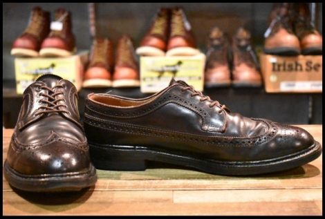 【8.5C 中古】ALDEN オールデン 975 ロングウイングチップ #8 バーガンディ コードバン ローカット 短靴 シューズ ブーツ HOPESMORE