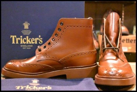 【UK5.5 箱付 未使用】Tricker’s トリッカーズ S63411STOW カントリーブーツ マロンアンティーク ウイングチップ モールトン HOPESMORE