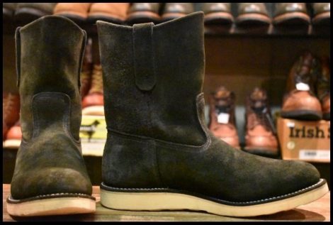【9E 良品 09年】レッドウィング 8177 黒スエード ペコス ブラック ラフアウト プルオン ブーツ redwing pecos HOPESMORE