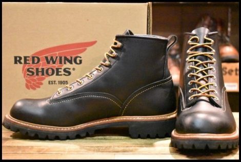 【8.5D 箱付 美品 10年】レッドウィング 2934 ラインマン 黒 ブラッククローム プレーントゥ レースアップ ブーツ redwing HOPESMORE