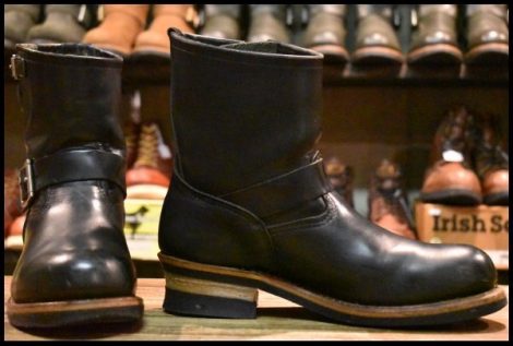 【8.5D 良品 07年】レッドウィング 2976 ショート エンジニア 黒 ブラッククローム スチールトゥ プルオン ブーツ redwing HOPESMORE