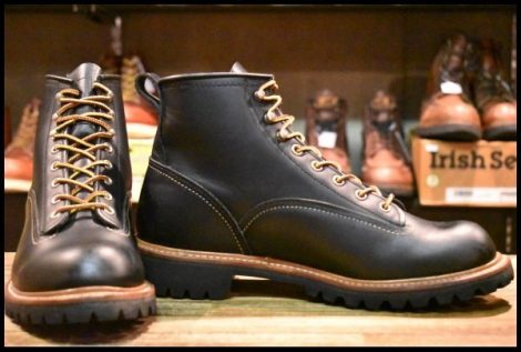 【8.5D 箱付 美品 10年】レッドウィング 2934 ラインマン 黒 ブラッククローム プレーントゥ レースアップ ブーツ redwing HOPESMORE