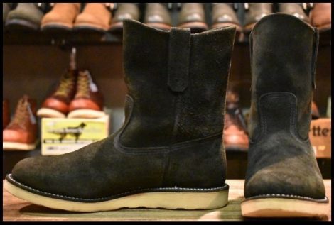 【9E 良品 09年】レッドウィング 8177 黒スエード ペコス ブラック ラフアウト プルオン ブーツ redwing pecos HOPESMORE