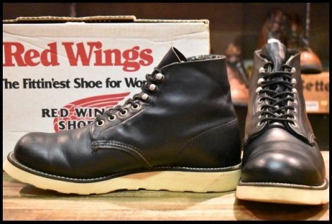 【9D 箱付 良品 犬タグ 97年】レッドウィング 8165 アイリッシュセッター 黒 ブラッククローム プレーントゥ ブーツ redwing HOPESMORE