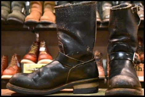 【7.5D ジャンク PT83 91年4月刻印】レッドウィング 2268 エンジニア ブーツ 黒 ブラック クローム スチールトゥ redwing HOPESMORE