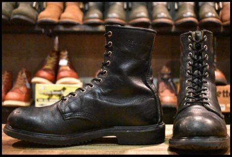 【9.5B ジャンク 旧羽タグ 86年04月刻印】レッドウィング 4473 ファイヤーマン ブラック 黒 レースアップ ブーツ redwing HOPESMORE