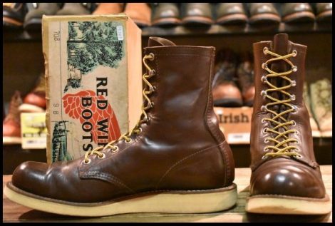 【9B 箱付 良品 旧羽タグ 70‘S】レッドウィング 708 ロング 茶 ブラウン ガラスレザー ブーツ ビンテージ redwing HOPESMORE
