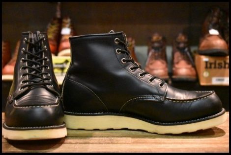 【9.5E 美品 犬タグ 99年】レッドウィング 8179 アイリッシュセッター 黒 ブラッククローム モックトゥ 編み上げ ブーツ redwing HOPESMORE