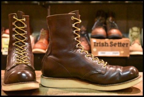 【9B 箱付 良品 旧羽タグ 70‘S】レッドウィング 708 ロング 茶 ブラウン ガラスレザー ブーツ ビンテージ redwing HOPESMORE
