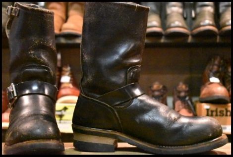 【7.5D ジャンク PT83 91年4月刻印】レッドウィング 2268 エンジニア ブーツ 黒 ブラック クローム スチールトゥ redwing HOPESMORE