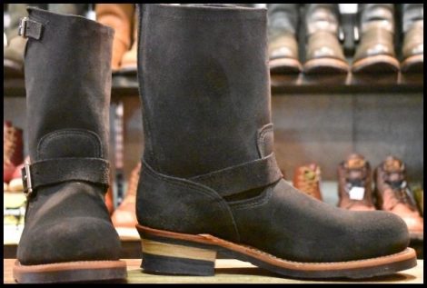 【9D 箱付 未使用 10年】レッドウィング 8274 黒スエード エンジニア ブラック ラフアウト スチールトゥ ブーツ redwing HOPESMORE