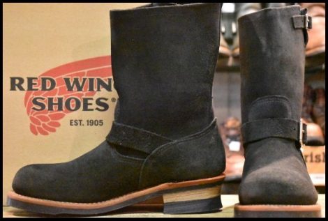 【9D 箱付 未使用 10年】レッドウィング 8274 黒スエード エンジニア ブラック ラフアウト スチールトゥ ブーツ redwing HOPESMORE