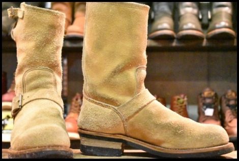 【7.5D 良品 PT91刺繍】レッドウィング 8268 スエード エンジニア ブーツ タン ラフアウト スチールトゥ redwing HOPESMORE
