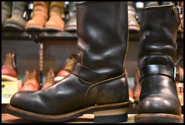 【8D 良品 PT91プリント】レッドウィング 2268 エンジニア 黒 ブラッククローム スチールトゥ ブーツ redwing HOPESMORE