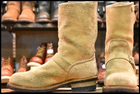 【7.5D 良品 PT91刺繍】レッドウィング 8268 スエード エンジニア ブーツ タン ラフアウト スチールトゥ redwing HOPESMORE