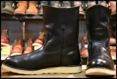 【9.5E 良品 12年】レッドウィング 8169 ペコス 黒 ブラッククローム プルオン クッションソール ブーツ redwing pecos HOPESMORE