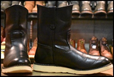 【9.5E 良品 12年】レッドウィング 8169 ペコス 黒 ブラッククローム プルオン クッションソール ブーツ redwing pecos HOPESMORE
