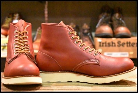 【8.5D 美品 犬タグ LEGEND 98年】レッドウィング 8166 アイリッシュセッター 赤茶 オロラセット プレーントゥ ブーツ redwing HOPESMORE