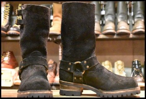 【8.5D 良品 18年】WESCO ウエスコ カスタムボス ハーネスボス ブラック ラフアウト 黒スエード ビブラム100 ブーツ HOPESMORE