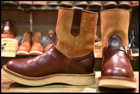 【UK8.5 美品】VIBERG ヴァイバー 87 ショートシフト バーガンディクロムエクセルツートン スエード エンジニア ブーツ HOPESMORE