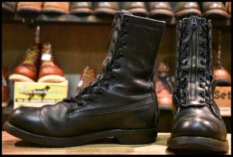 【8.5D 中古】Chippewa チペワ 8317 ファイヤーマンブーツ 黒 ブラック スチールトゥ ロング 編み上げ ビンテージ ブーツ HOPESMORE