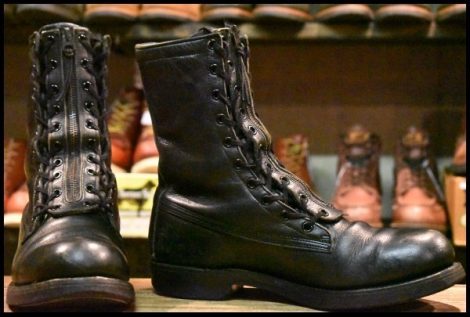 【8.5D 中古】Chippewa チペワ 8317 ファイヤーマンブーツ 黒 ブラック スチールトゥ ロング 編み上げ ビンテージ ブーツ HOPESMORE