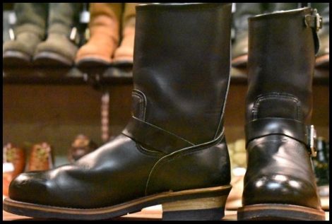【9D 良品 PT99刺繍】レッドウィング 2268 エンジニア 黒 ブラッククローム スチールトゥ プルオン ブーツ redwing HOPESMORE