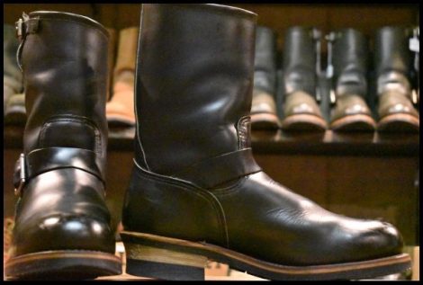 【9D 良品 PT99刺繍】レッドウィング 2268 エンジニア 黒 ブラッククローム スチールトゥ プルオン ブーツ redwing HOPESMORE