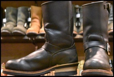 【6.5D 良品 PT99プリント 04年】レッドウィング 2268 エンジニア 黒 ブラッククローム スチールトゥ プルオン ブーツ redwing HOPESMORE